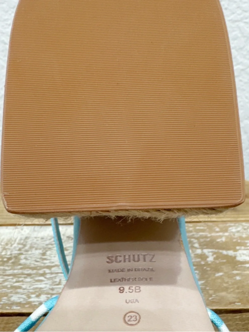 Schutz Dahra Tiver Aqua Block Heel Sandals Size 9.5 NEW